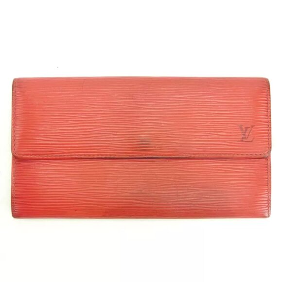 Louis Vuitton Purse Long Wallet Epi Red Woman Authentic Used - Picture 1 of 6